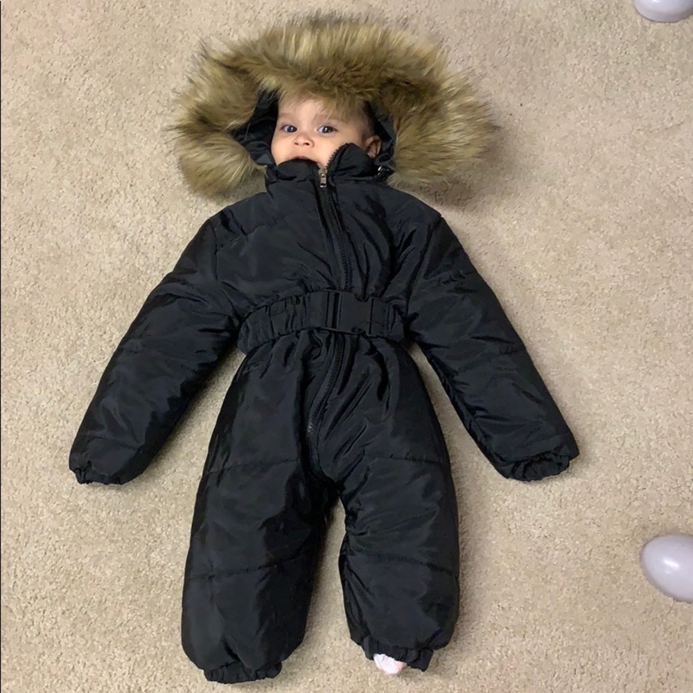 Infant Girl/Boy Faux Fur Hooded Snowsuit